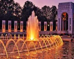 As the memorial surrounds an oval plaza and fountain the site looks so beautiful especially during nighttime.